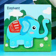 Вкладыш-пазл объемный «Голубой слон», 4 дет.