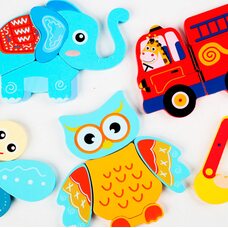 Вкладыш-пазл объемный «Голубой слон», 4 дет.