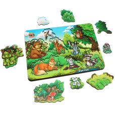 2-х слойный вкладыш «Кто где спрятался?» (лесные животные)