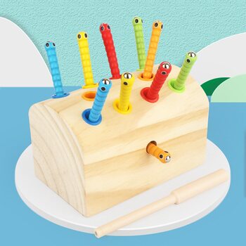 Магнитная рыбалка «Гусенички» с цветными вставками (неокрашенная)