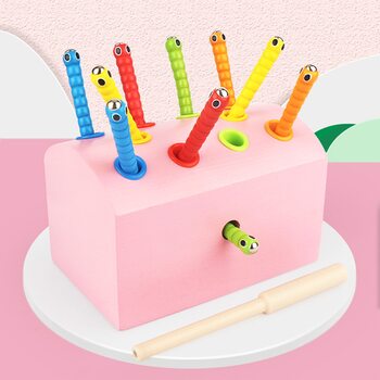 Магнитная рыбалка «Гусенички» с цветными вставками (розовая)