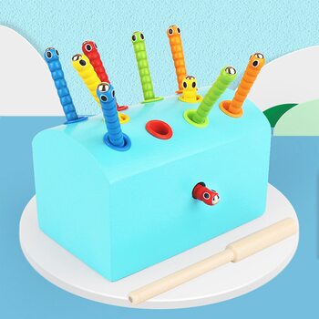 Магнитная рыбалка «Гусенички» с цветными вставками (голубая)