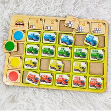 Игра «Сравни и подбери. Грузовики.» (цвет, счет)