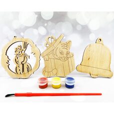 Ёлочные украшения: снеговик, колокольчик, подарок