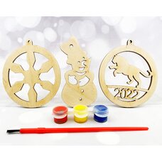 Ёлочные украшения: снеговик, тигр, снежинка