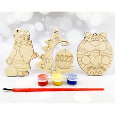 Ёлочные украшения: Дед Мороз, ёлочка, тигр