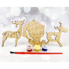 Ёлочные украшения: олени, тигр