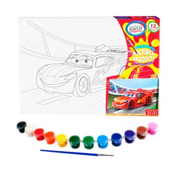 Роспись на холсте «Тачка», 31х21 см.