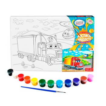 Роспись на холсте «Грузовик», 31х21 см.