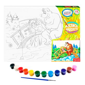 Роспись на холсте «Рыбалка», 31х21 см.