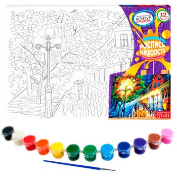 Роспись на холсте «Дождь», 31х21 см.