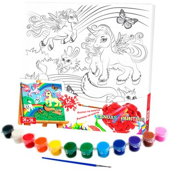 Роспись на холсте «Единорожки №2», 31х31 см.