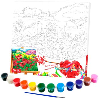 Роспись на холсте «Маковое поле», 31х31 см.