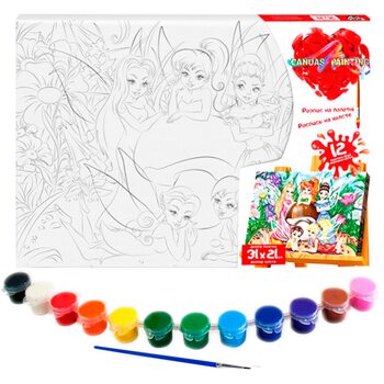 Роспись на холсте «Феи», 31х21 см.