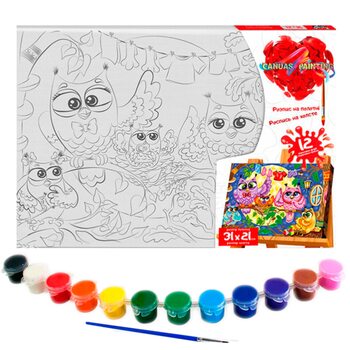 Роспись на холсте «Совята», 31х21 см.