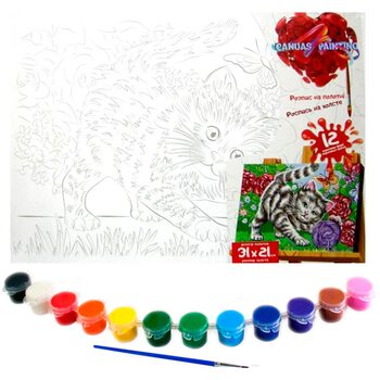 Роспись на холсте «Котенок 8», 31х21 см.