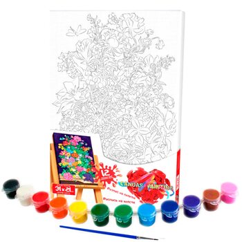 Роспись на холсте «Ваза с цветами», 21х31 см.