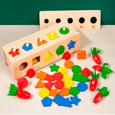 Каталка-сортер-вкладыши «Логика» (фигуры, морковки)