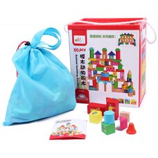 Різнобарвний конструктор-сортер з тваринами, 80 дет.