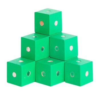 Магнитные кубики зеленого цвета, 10 шт. 