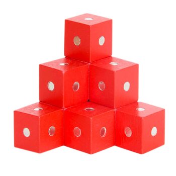 Магнитные кубики красного цвета, 10 шт.