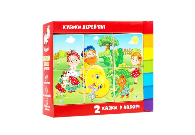 Дерев'яні кубики «Ріпка і Теремок», 6 шт.