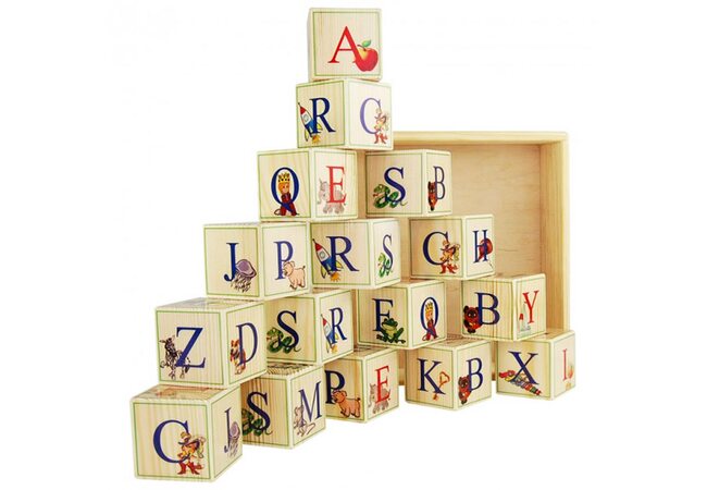 Английский алфавит, 16 кубиков (на подставке)