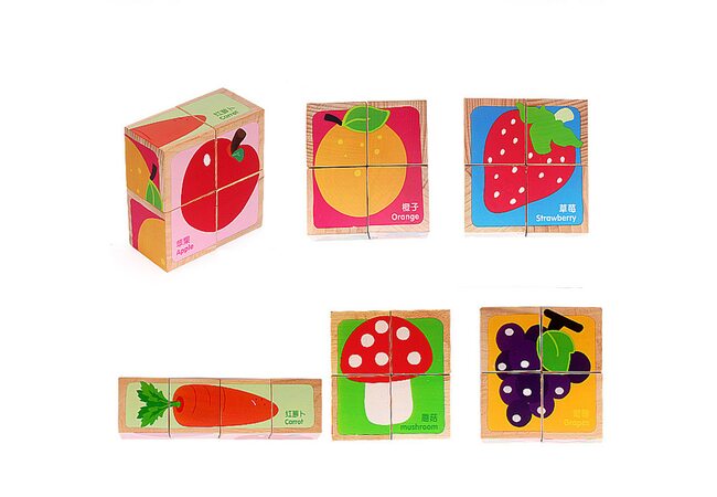 Кубики «Ягоды-фрукты-овощи», 4шт.