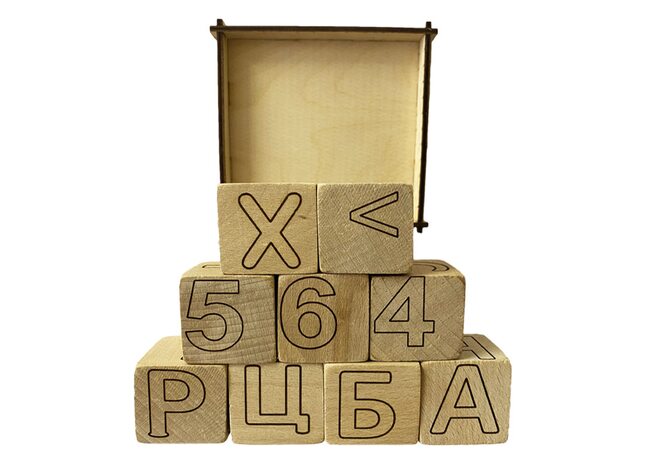 Кубики буквы-цифры-знаки, 9 шт. (укр.)