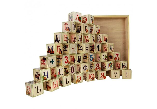 Русский алфавит, 35 кубиков (на подставке)