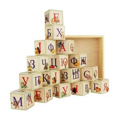 Украинский алфавит, 16 кубиков (на подставке)