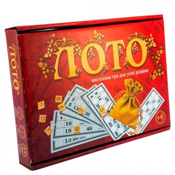 Лото с деревянными фишками от ТМ «Strateg», укр. (красное)