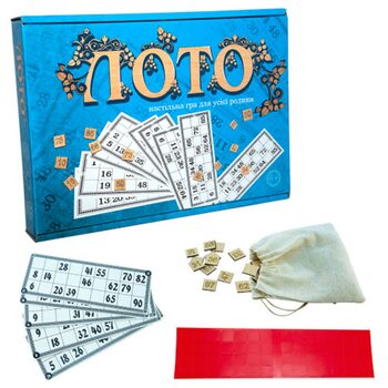 Лото с деревянными фишками от ТМ «Strateg», укр. (голубое)