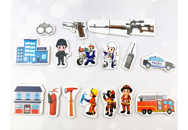 Набор магнитных мини-пазлов  «Полиция-Пожарка»