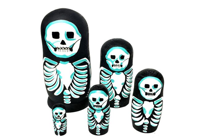 Матрешка «Скелет», 5 в 1 (нелакированная)