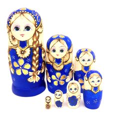 Сувенирная матрешка «Синяя» 7 в 1