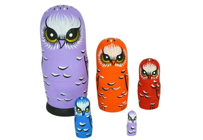 Матрешка «Совы», 5 в 1