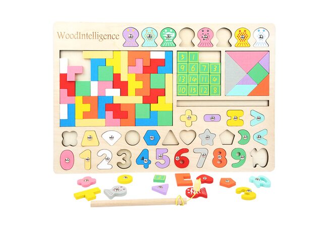 Головоломка с цифрами, фигурами, рыбками (магн.)