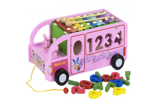 Сортер «Музыкальный автобус» (розовый)
