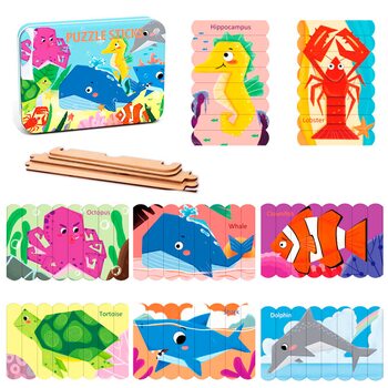 Набор пазлов «Животные моря», 8 шт.
