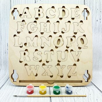 Вкладыши английский алфавит (краски-кисточка), мал.