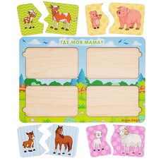Пазловая игра «Где моя мама?» (домашние животные)