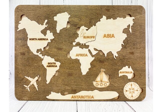 Вкладыши «Карта мира», 11 дет. ( англ. язык).