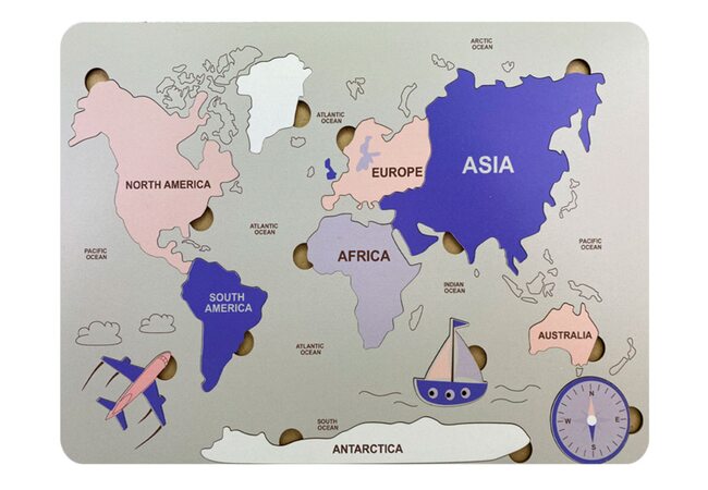 Вкладыши «Карта мира», 11 дет. ( англ. язык). Цветные.
