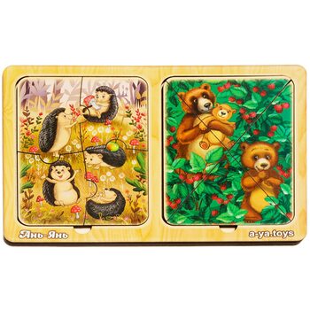 Пазл «Мишки и ёжики», 2 шт.