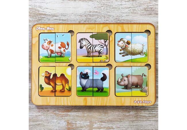 Пазлова гра «Половинки» (Тварини), mini від ТМ «UBumblebees»