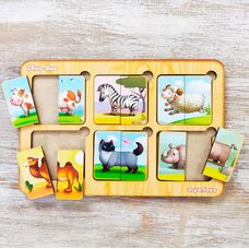 Пазловая игра «Половинки» (Животные), mini от ТМ «UBumblebees»