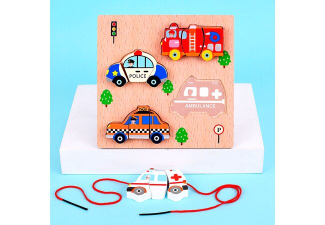 Объемный вкладыш-пазл-шнуровка «Транспорт»