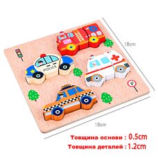 Объемный вкладыш-пазл-шнуровка «Транспорт»