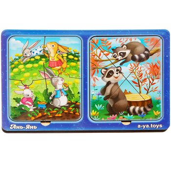 Пазл «Енотики и зайчики», 2 шт.